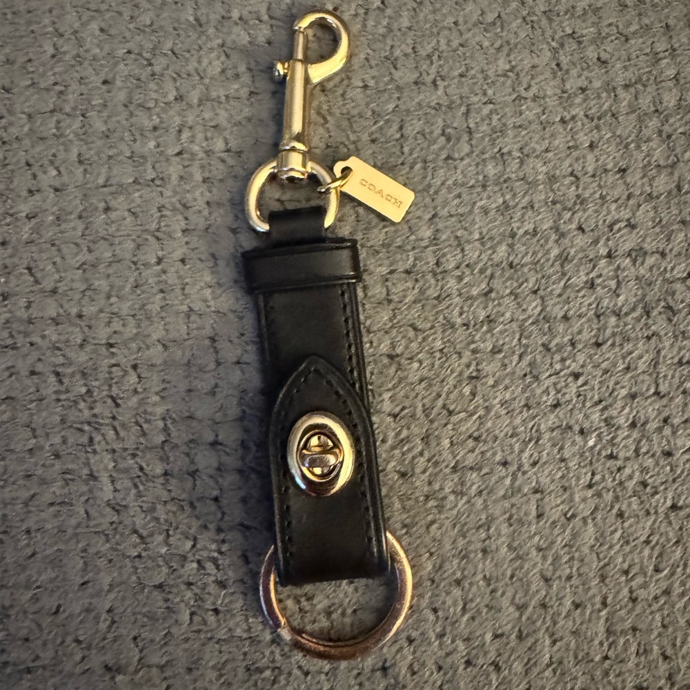 Coach Black Leather Keychain